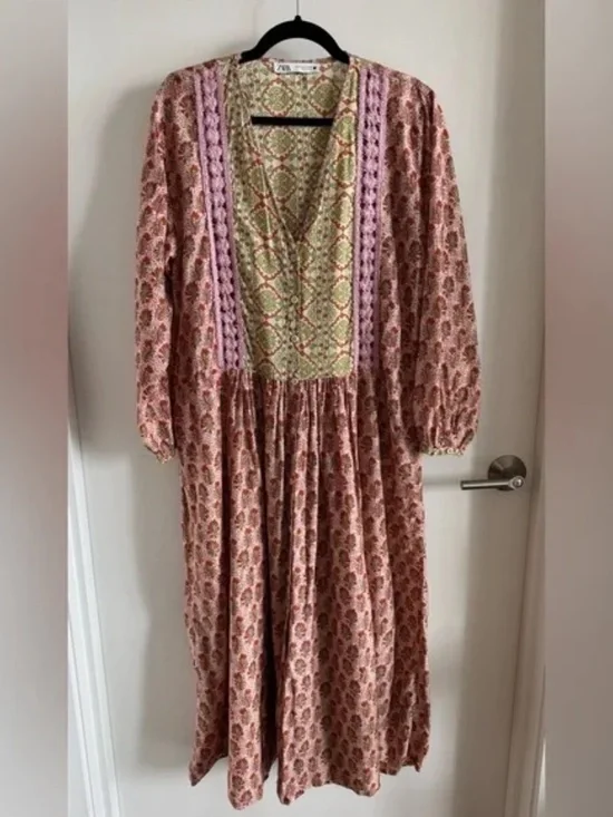 Zara | Floral Button Down "The Rosie" Boho Maxi Lightweight Dress M - Picture 5 of 13